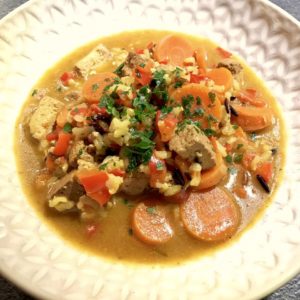 16938621 10211651368980955 40009190794487130 n 300x300 - Crazy Tofu! (mini-stewed tofu with Indian spices)